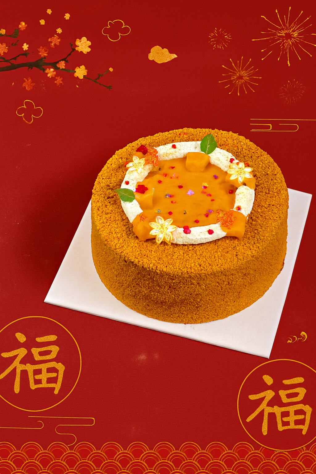 Refined sugar-free mango float dessert by Kaki Desserts with layered mango and creamy topping in a clear glass.