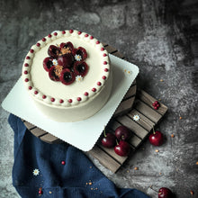 Load image into Gallery viewer, Black Forest cream cake by Kaki Desserts, featuring layers of chocolate cake, cherries, and whipped cream.