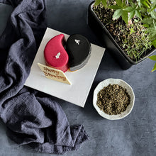 Load image into Gallery viewer, Yin Yang apple oolong mousse cake by Kaki Desserts, featuring a smooth, elegant design with contrasting colors.