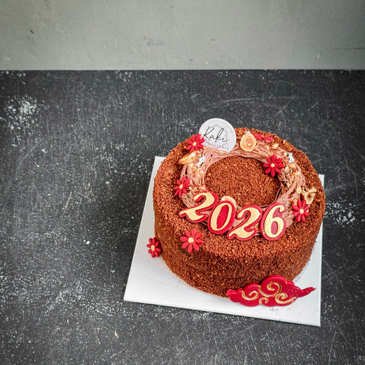 Hazelnut Coco dessert by Kaki Desserts with layered hazelnut and coconut flavors in a glass dish.