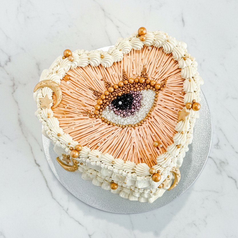 Evil Eye Heart Cake – Marble