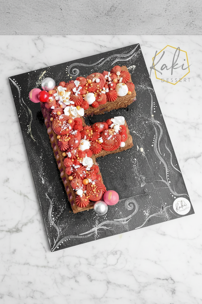"F" Letter Cake v2 – Marble