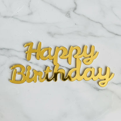 Kaki Desserts happy birthday topper with marble design, perfect for cake decorations and celebration desserts.