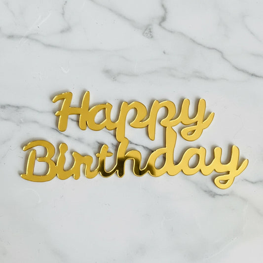 Kaki Desserts happy birthday topper with marble design, perfect for cake decorations and celebration desserts.