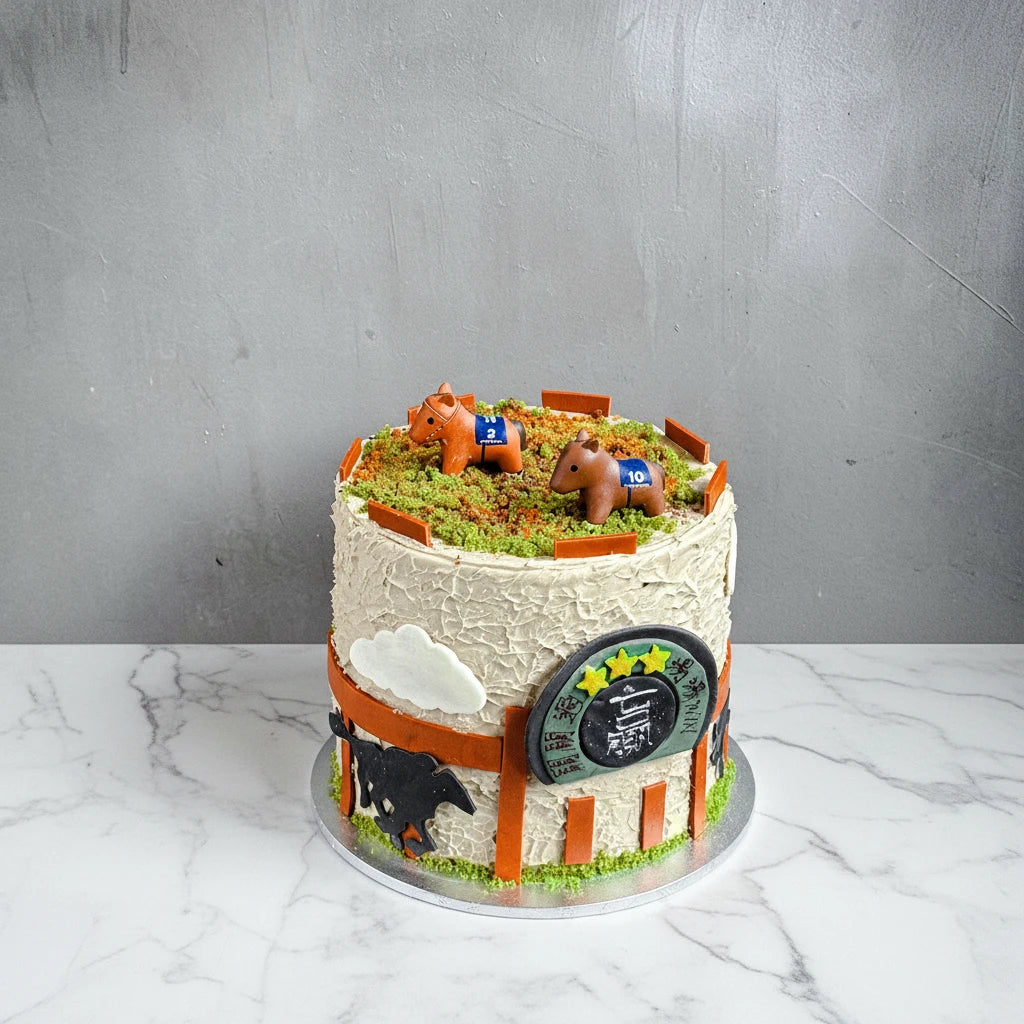 Teal and rose marble bespoke cake from Kaki Desserts with elegant, swirling fondant design and intricate detailing.